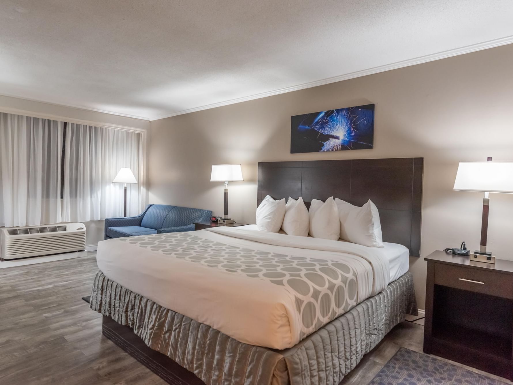 king bed in cozy room